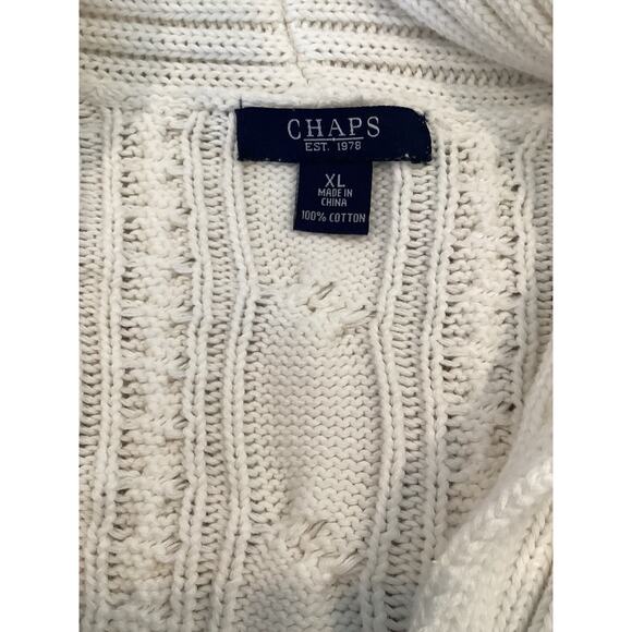 Chaps 100% Cotton Cable Knit White Zip Cardigan XL - Picture 4 of 4